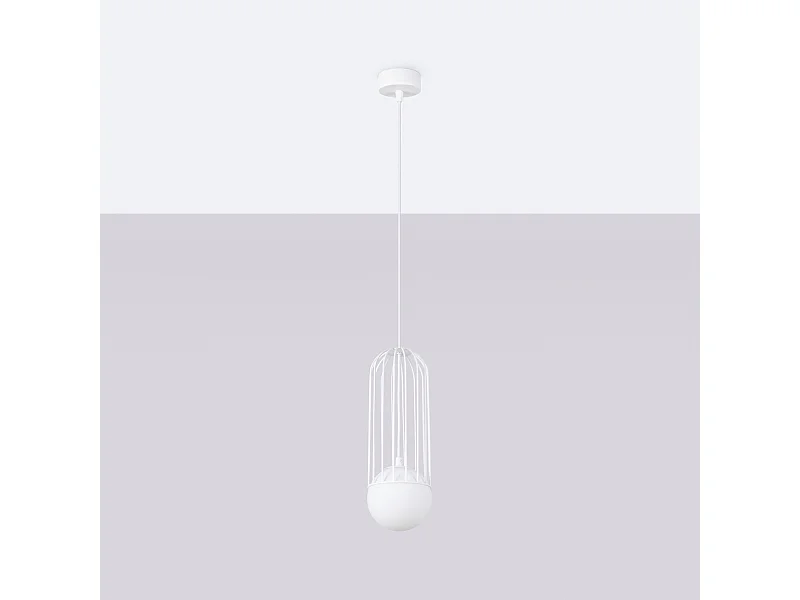 Lampy wiszące nowoczesny Zynex, stal - 1 źródło światła 4000K - L.12 x H.115 cm - biały