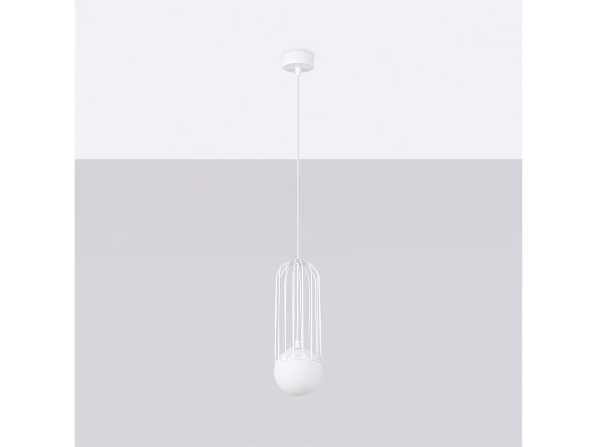 Lampade a sospensione Zynex moderno di acciaio - 1 sorgenti luminose 4000K - L.12 x A.115 cm - bianco