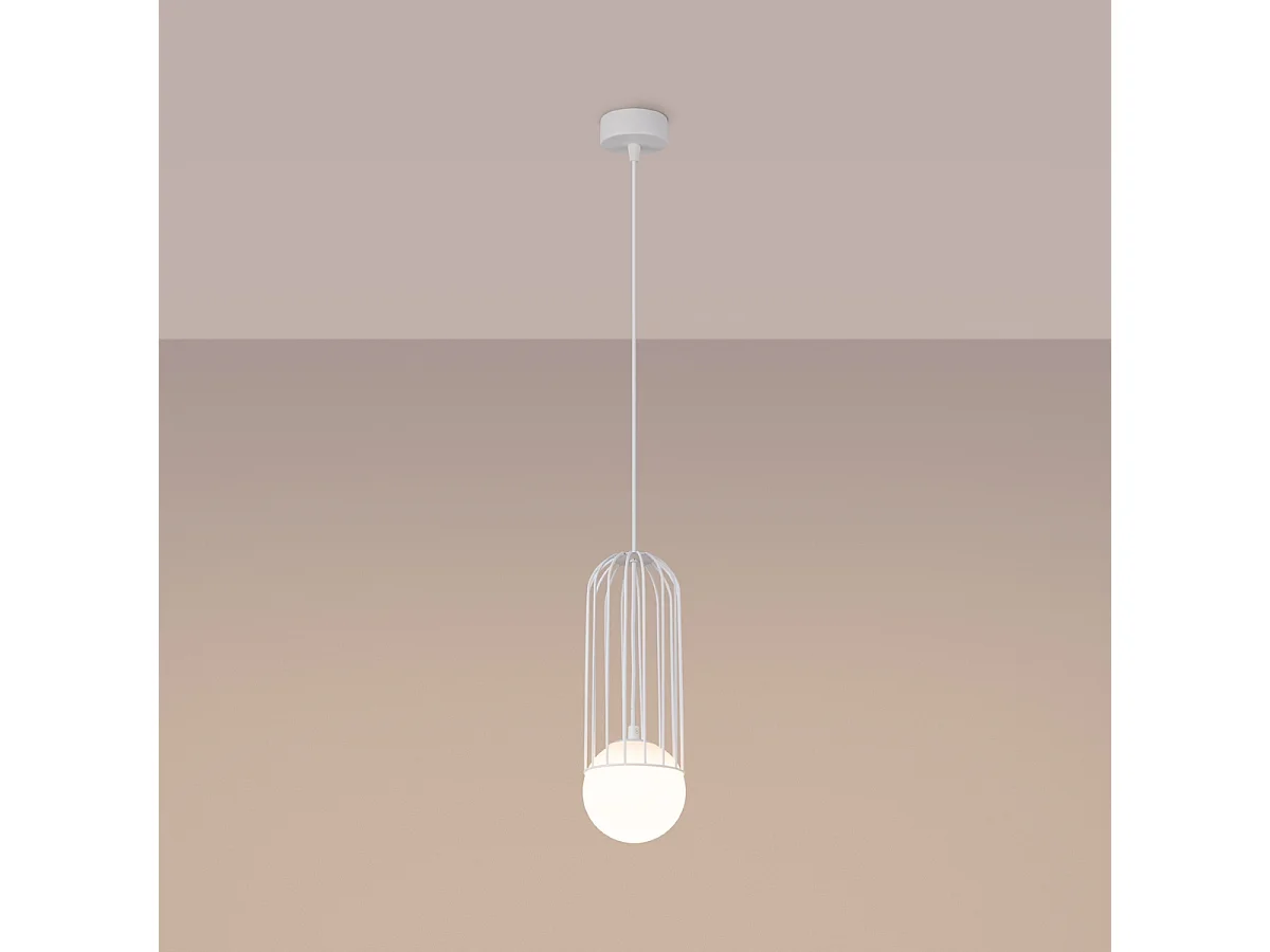 Lampes suspendues Zynex moderne en acier - 1 sources lumineuses 4000K - L.12 x H.115 cm - blanc