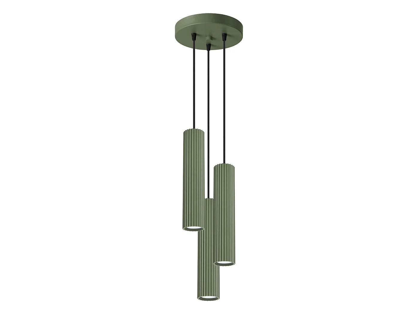 Lampa wisząca minimalistyczny Gloow, aluminium - 3 źródło światła 4000K - L.19.5 x H.108 cm - zielony oliwkowy