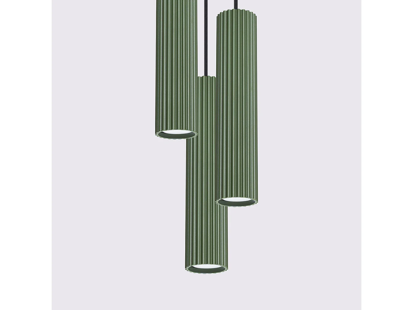 Lampa wisząca minimalistyczny Gloow, aluminium - 3 źródło światła 4000K - L.19.5 x H.108 cm - zielony oliwkowy
