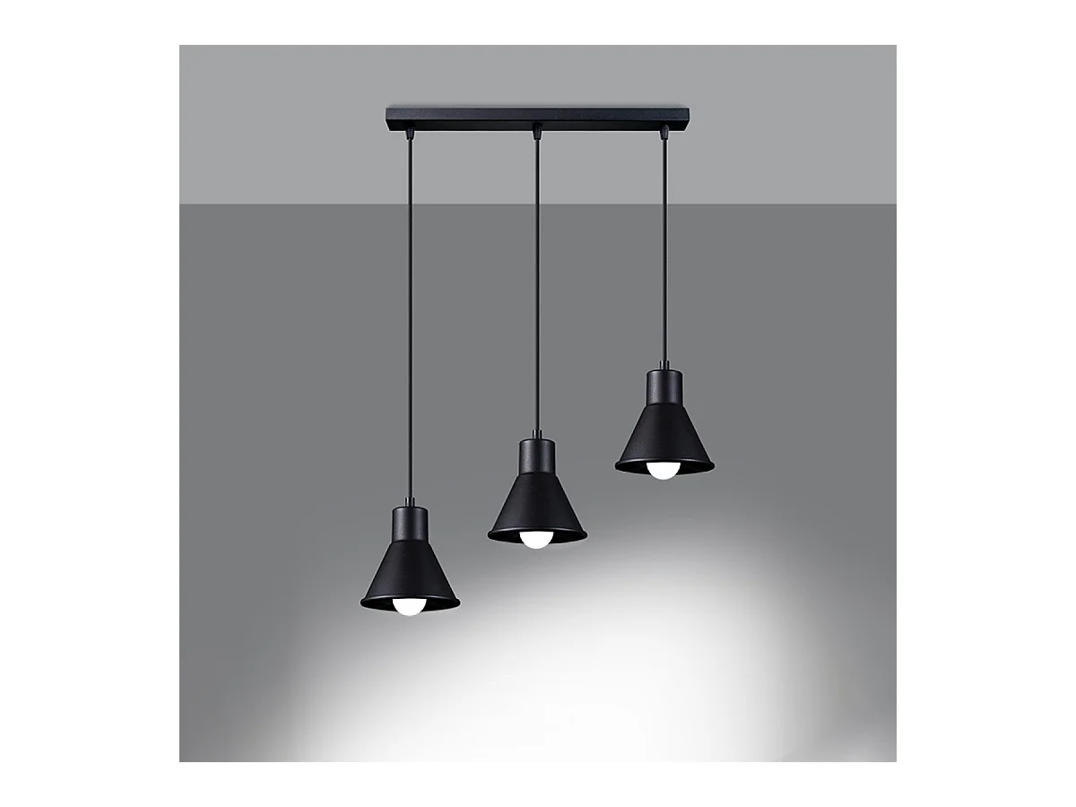 Hanglampen Faldura modern van  - 3 lichtbronnen 4000K - L.45 x H.120 cm - zwart