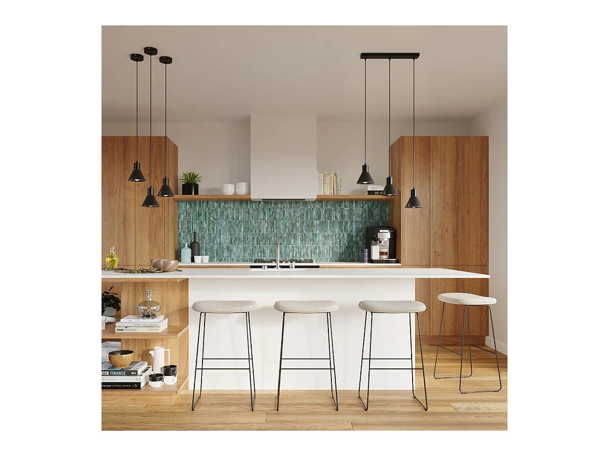 Hanglampen Faldura modern van  - 3 lichtbronnen 4000K - L.45 x H.120 cm - zwart