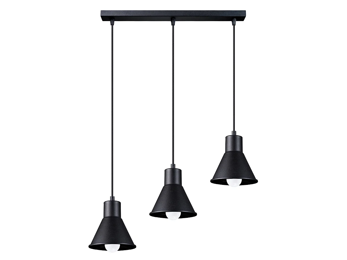 Hanglampen Faldura modern van  - 3 lichtbronnen 4000K - L.45 x H.120 cm - zwart