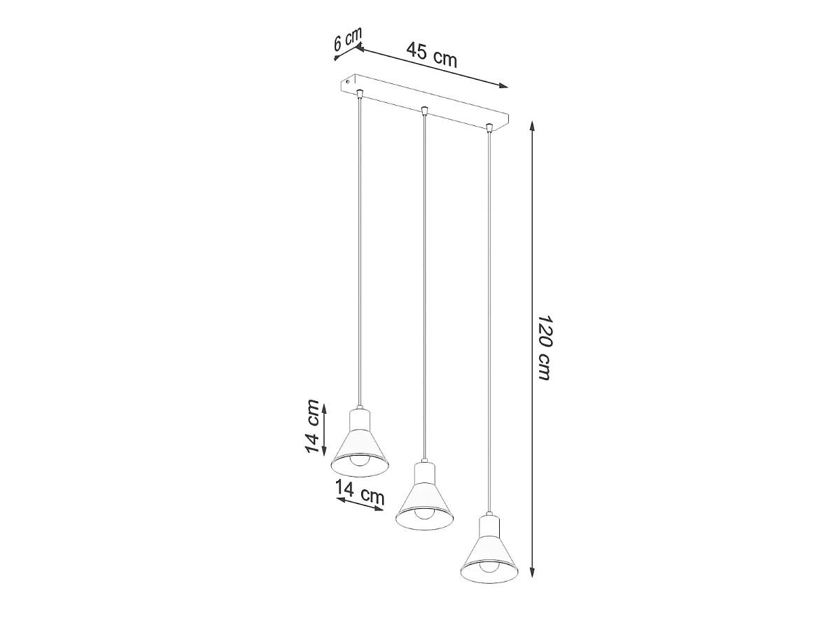 Hanglampen Faldura modern van  - 3 lichtbronnen 4000K - L.45 x H.120 cm - zwart
