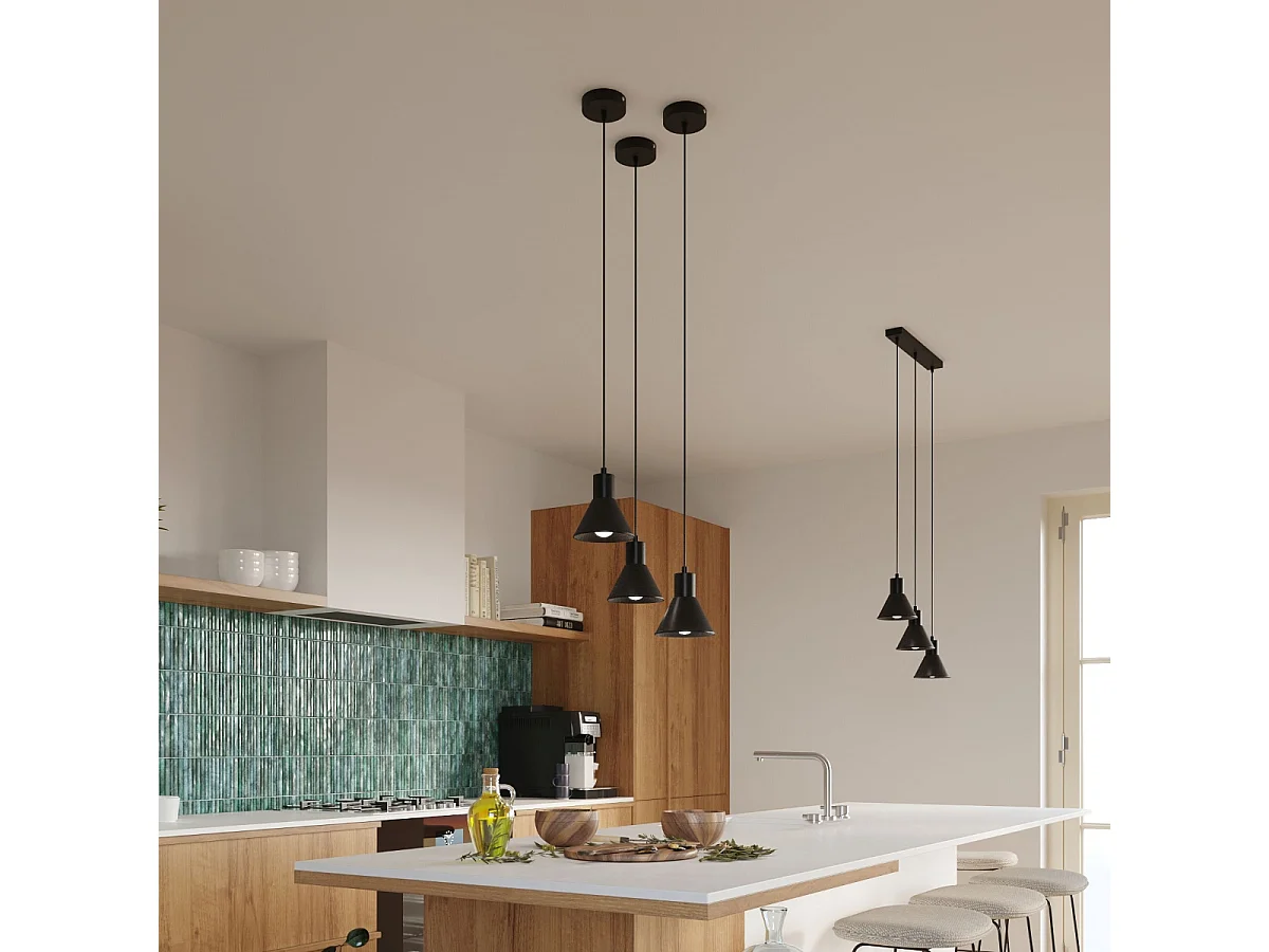 Hanglampen Faldura modern van  - 3 lichtbronnen 4000K - L.45 x H.120 cm - zwart