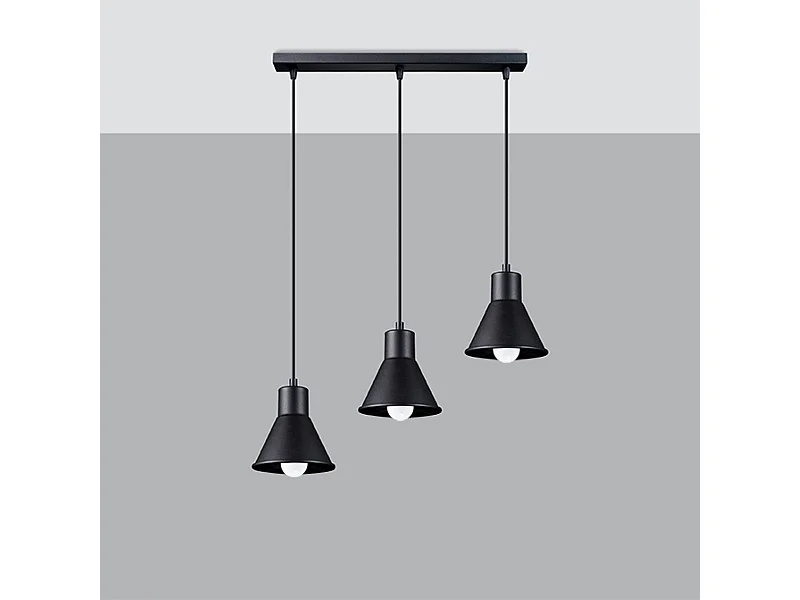 Lampes suspendues Faldura moderne en acier - 3 sources lumineuses 4000K - L.45 x H.120 cm - noir