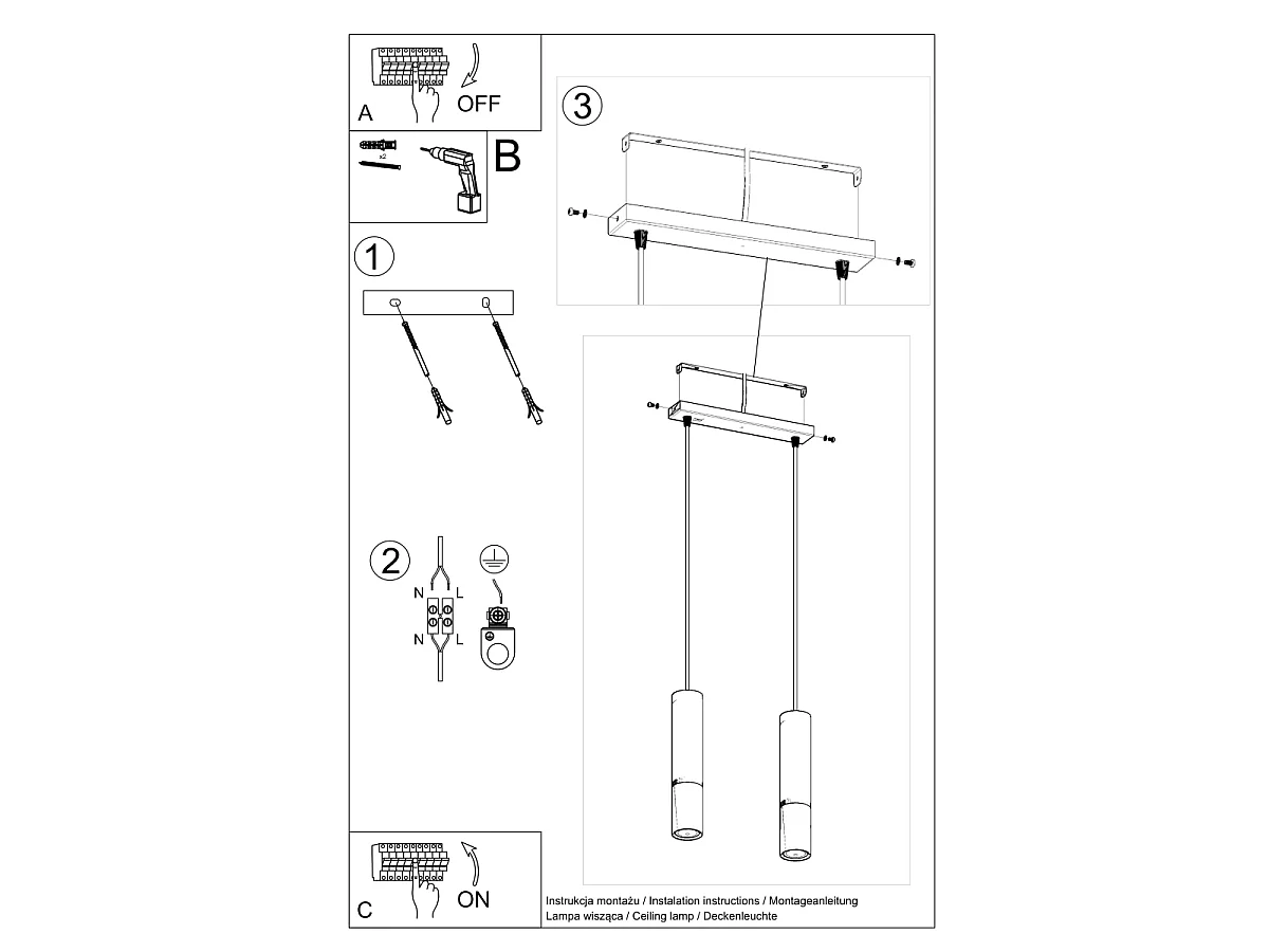 Pendelleuchten Zarpex modern aus  Stahl - 2 lichtquellen 4000K - L.30 x H. cm - schwarz/chrom