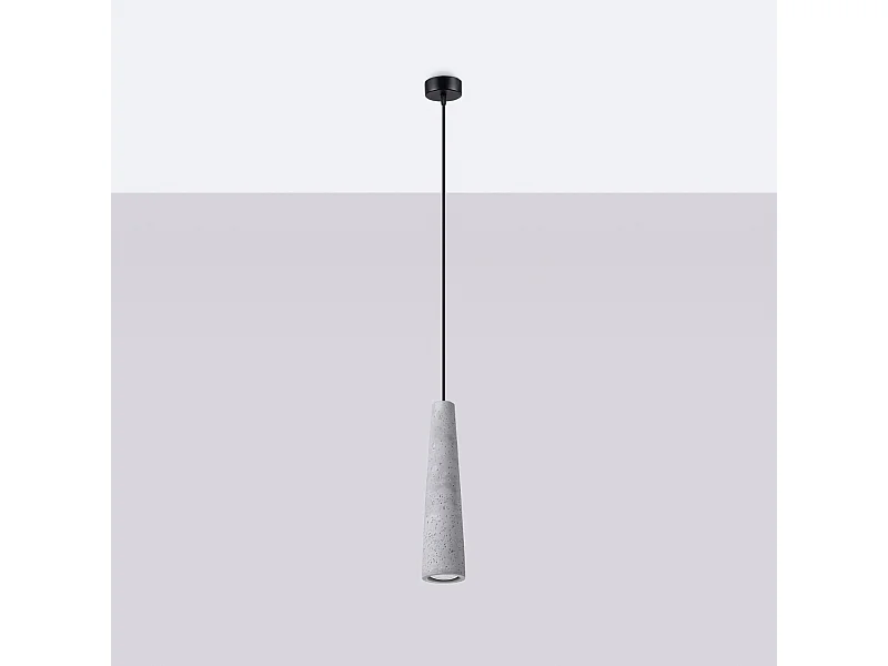 Plafonnier Zyntria industriel en béton - 1 sources lumineuses 4000K - L.8 x H.125 cm - gris