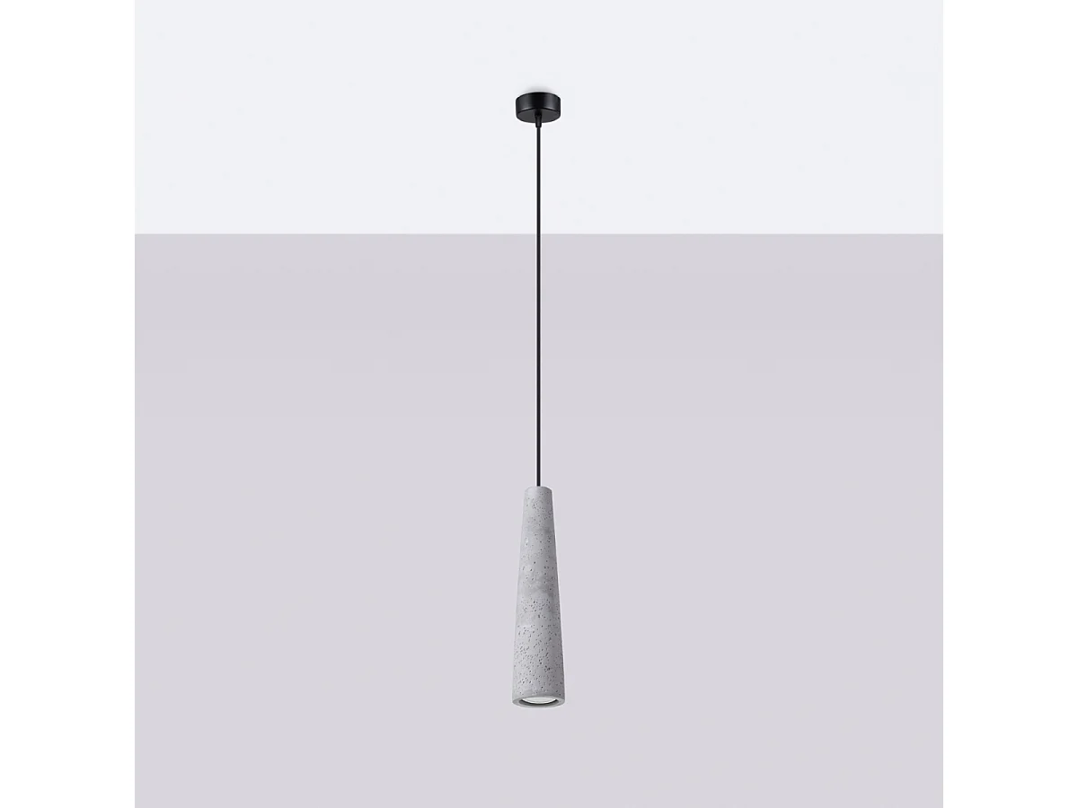 Plafonnier Zyntria industriel en béton - 1 sources lumineuses 4000K - L.8 x H.125 cm - gris