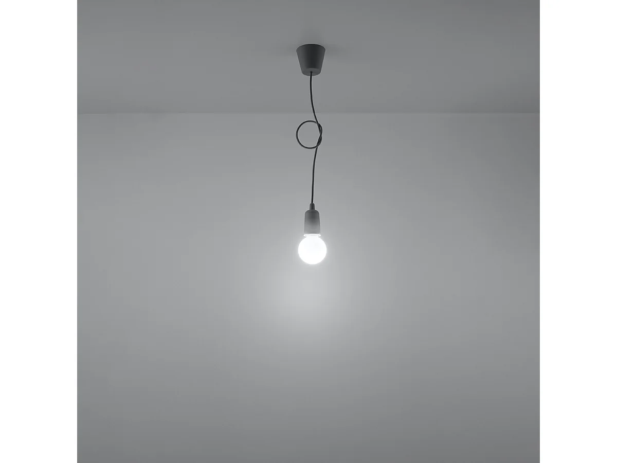 Lampes suspendues Astis moderne en PVC - 1 sources lumineuses 4000K - L.9 x H.90 cm - gris