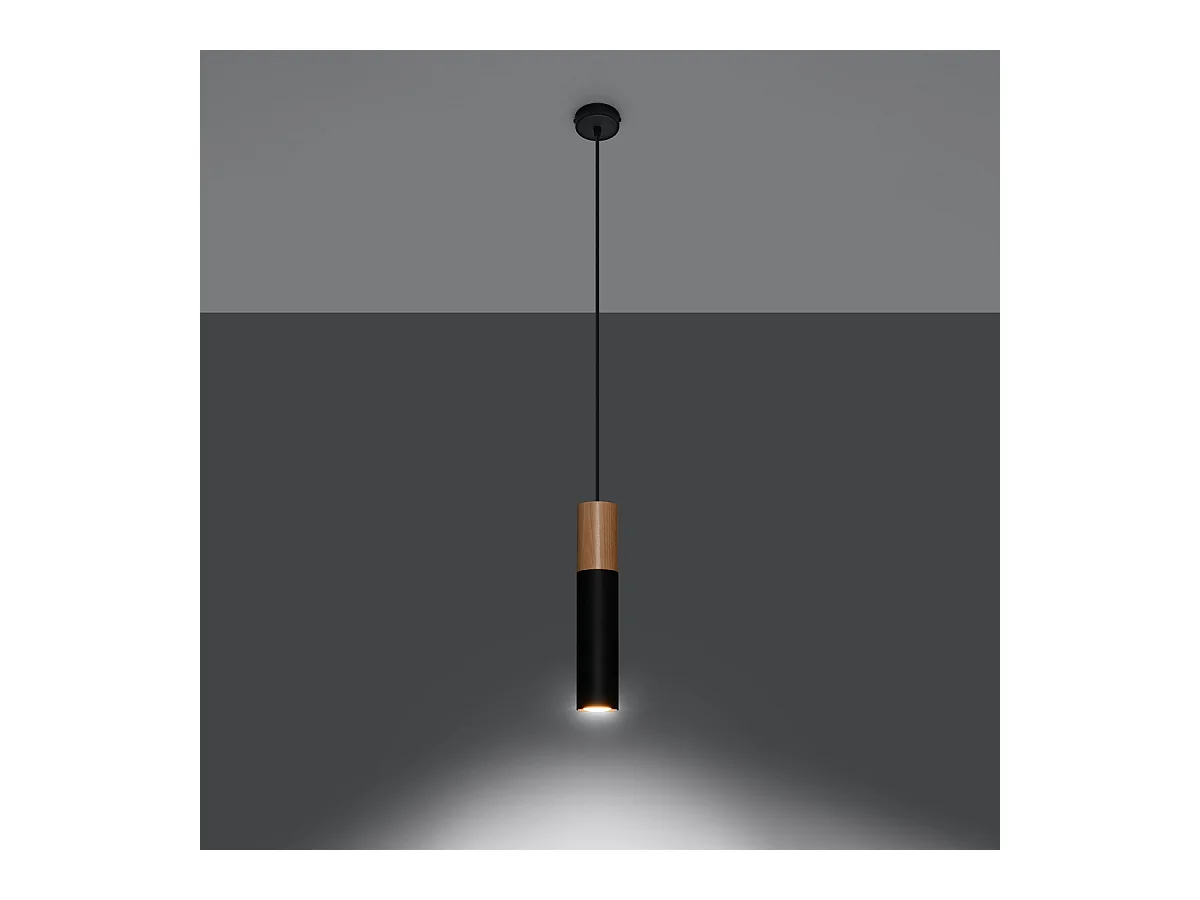 Hanglampen Poblano modern van  - 1 lichtbronnen 4000K - L.8 x H.105 cm - natuurlijk hout/zwart