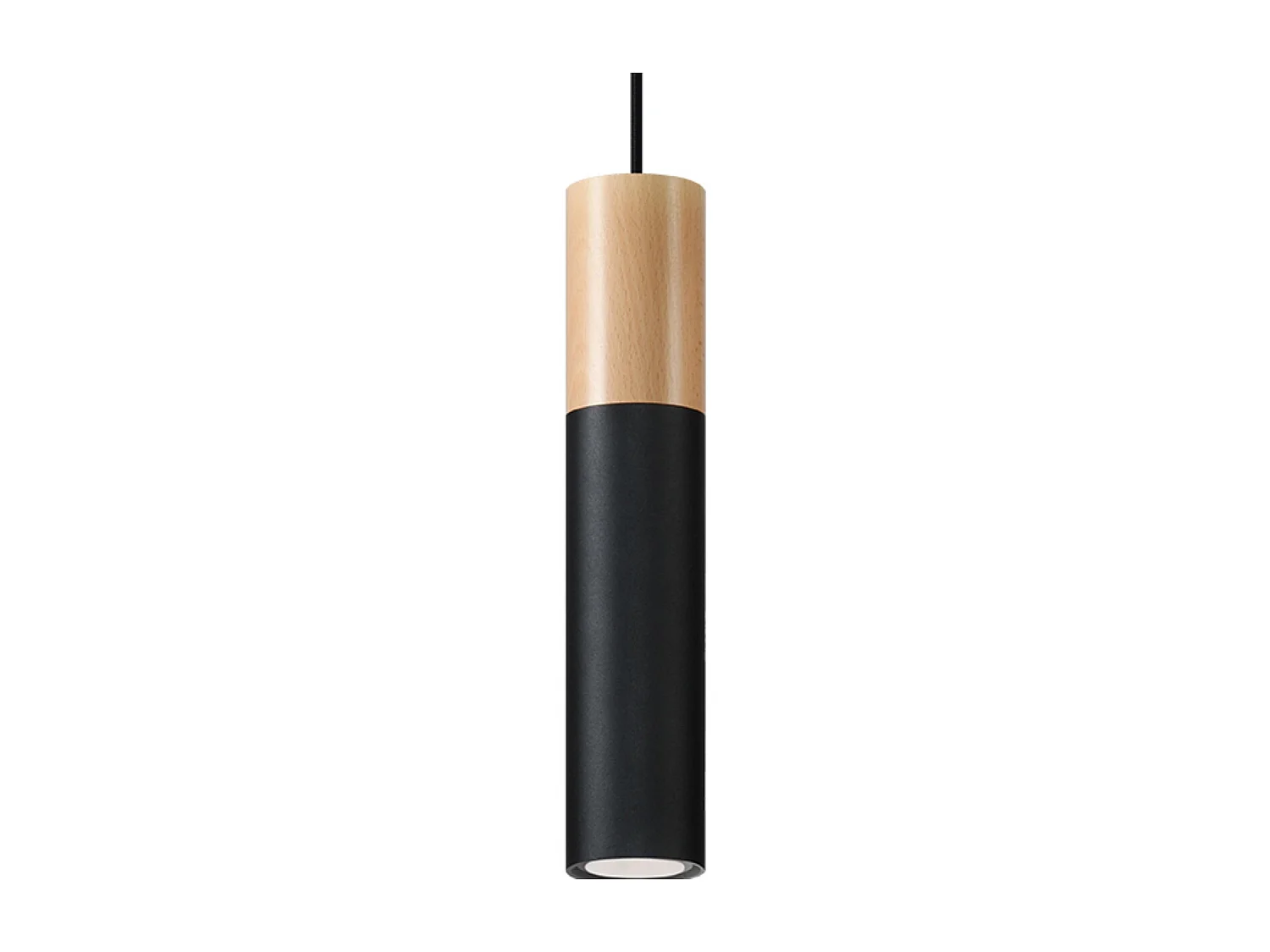 Lampes suspendues Poblano moderne en acier/bois - 1 sources lumineuses 4000K - L.8 x H.105 cm - bois naturel/noir