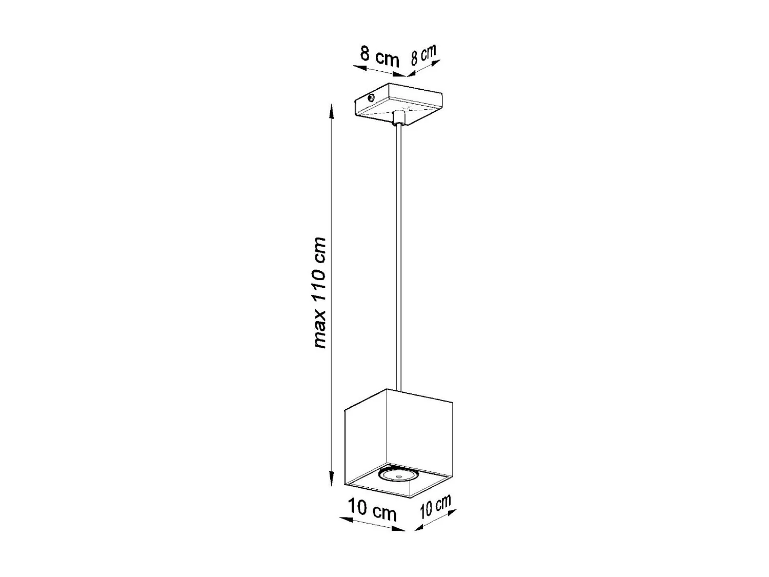 Lampes suspendues Quadx moderne en aluminium - 1 sources lumineuses 4000K - L.10 x H.110 cm - noir