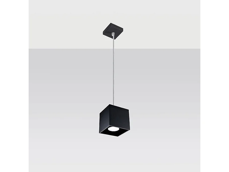 Lampes suspendues Quadx moderne en aluminium - 1 sources lumineuses 4000K - L.10 x H.110 cm - noir