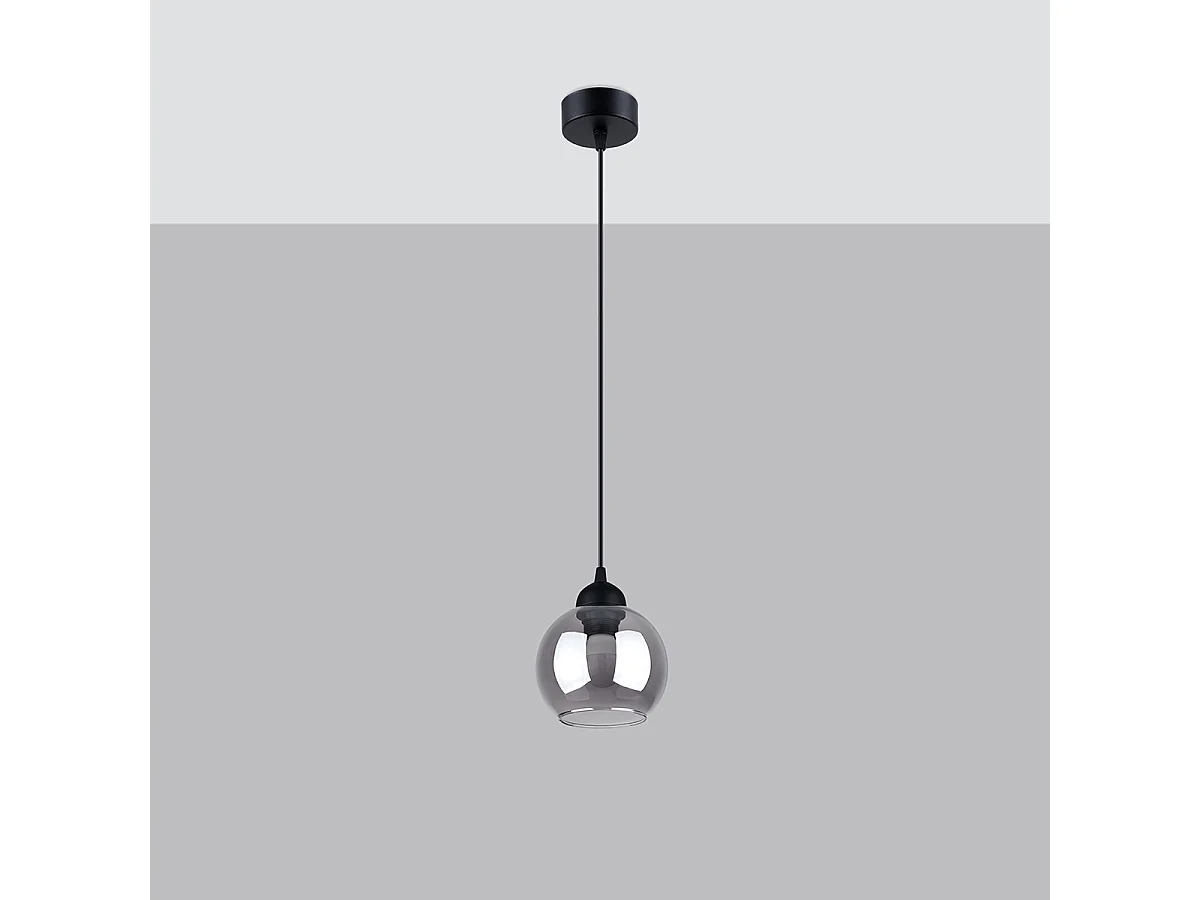 Lampes suspendues Zelaro moderne en acier - 1 sources lumineuses 4000K - L.15 x H.130 cm - noir