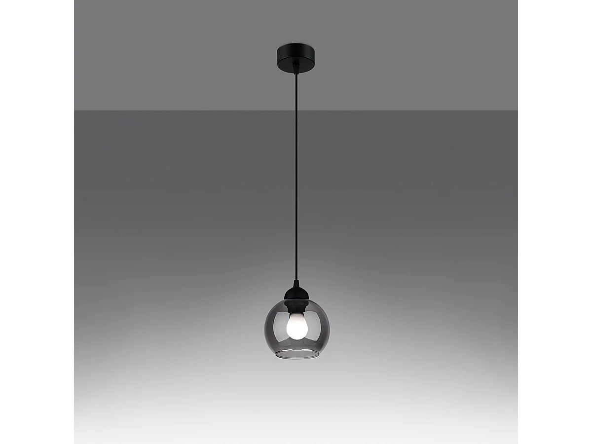 Lampes suspendues Zelaro moderne en acier - 1 sources lumineuses 4000K - L.15 x H.130 cm - noir