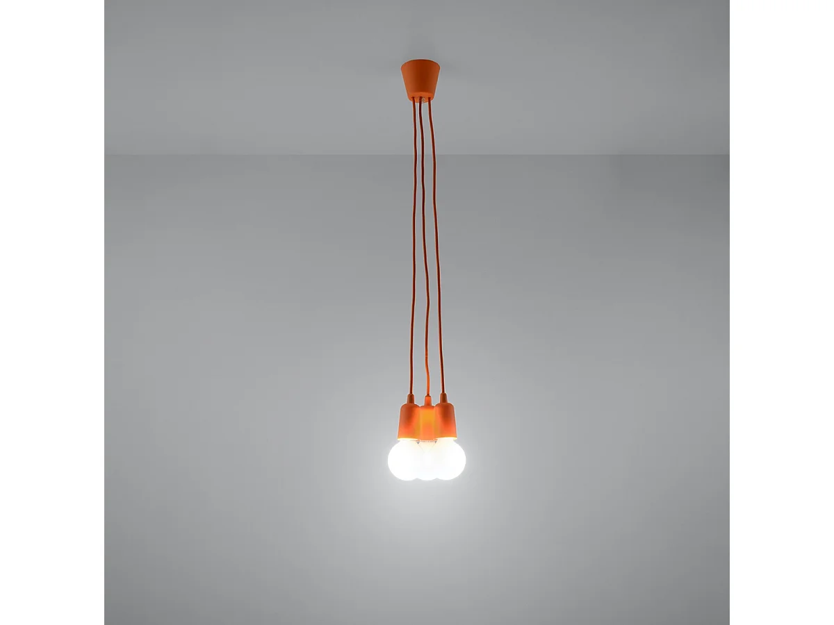 Lampes suspendues Astis moderne en PVC - 3 sources lumineuses 4000K - L.15 x H.90 cm - orange