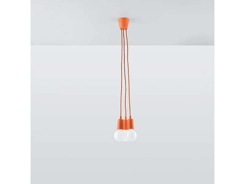 Hanglampen Astis modern van  - 3 lichtbronnen 4000K - L.15 x H.90 cm - oranje