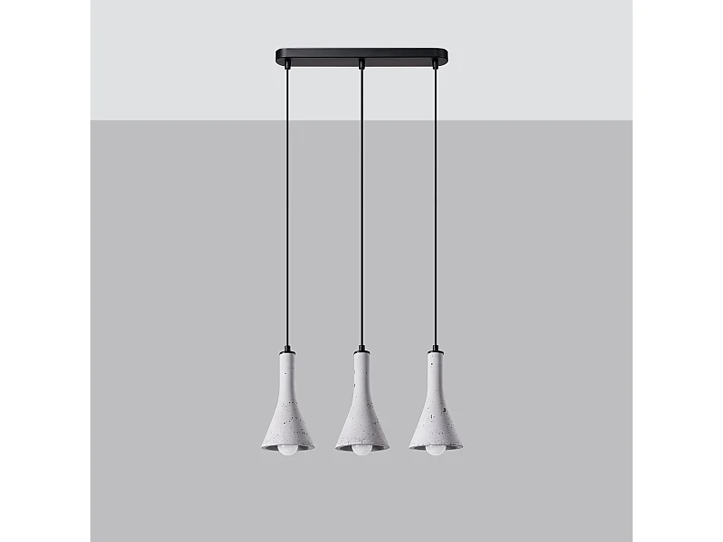 Lampes suspendues Lum moderne en béton - 3 sources lumineuses 4000K - L.46 x H.110 cm - gris