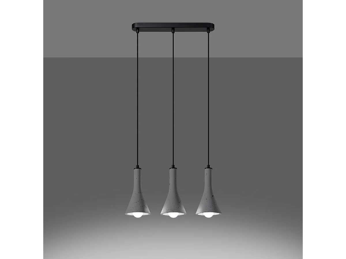 Hanglampen Lum modern van  - 3 lichtbronnen 4000K - L.46 x H.110 cm - grijs