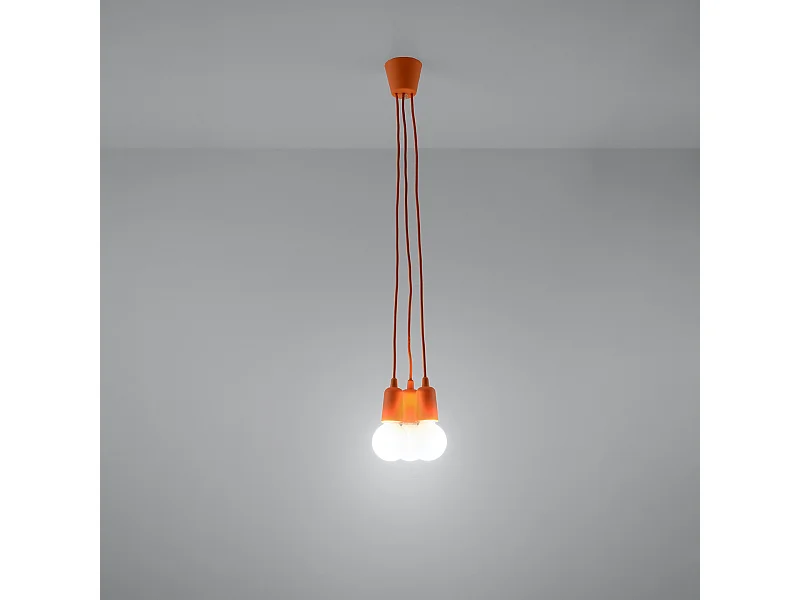 Hanglampen Astis modern van  - 3 lichtbronnen 3000K - L.15 x H.90 cm - oranje