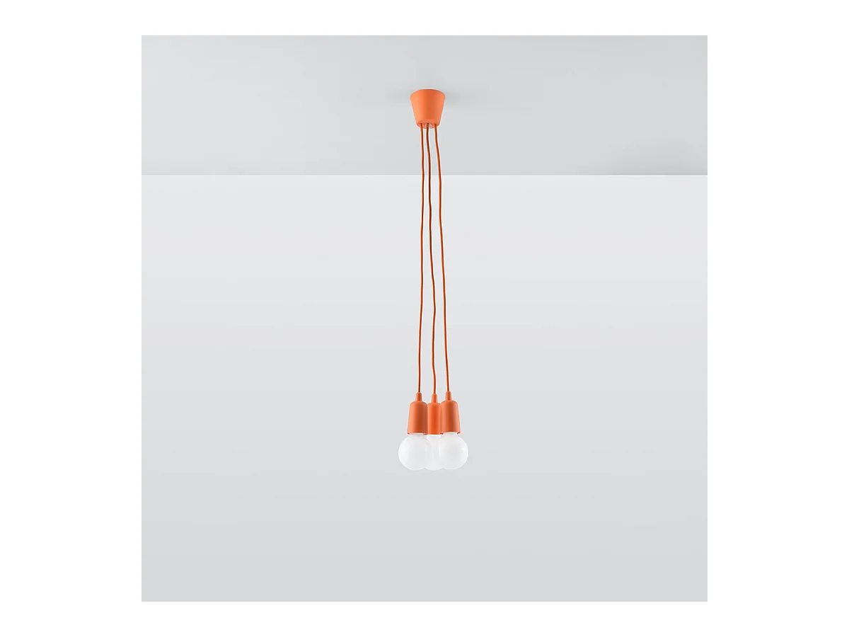 Lampes suspendues Astis moderne en PVC - 3 sources lumineuses 3000K - L.15 x H.90 cm - orange