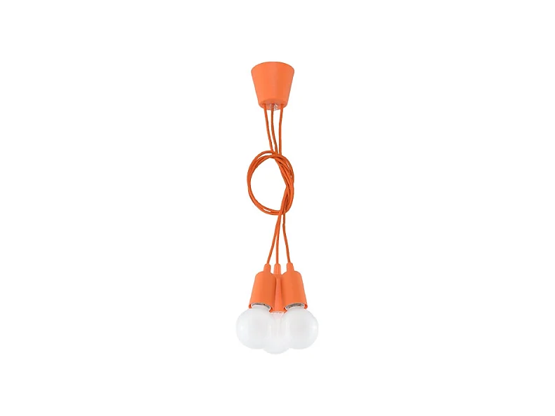 Lampes suspendues Astis moderne en PVC - 3 sources lumineuses 3000K - L.15 x H.90 cm - orange