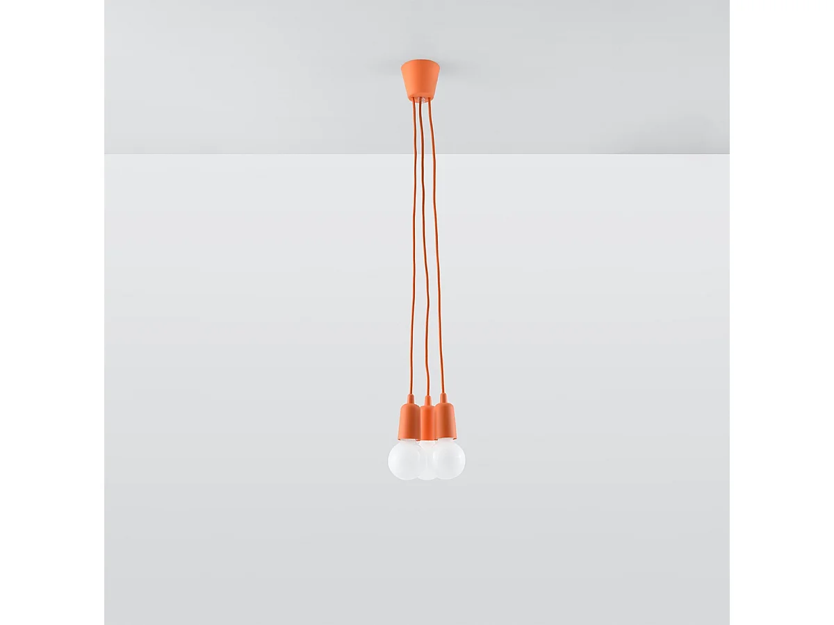 Lampes suspendues Astis moderne en PVC - 3 sources lumineuses 3000K - L.15 x H.90 cm - orange