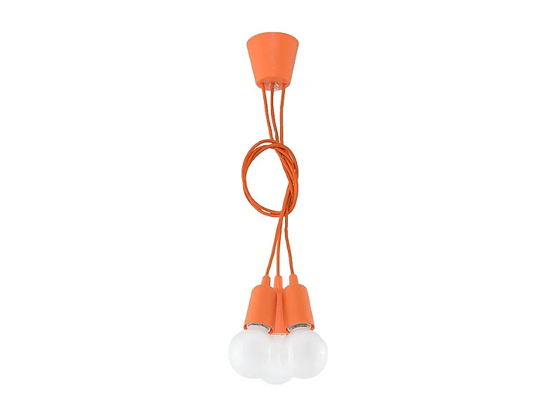 Lampes suspendues Astis moderne en PVC - 3 sources lumineuses 3000K - L.15 x H.90 cm - orange
