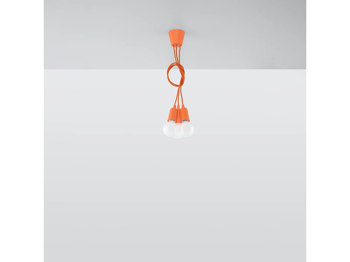 Lampes suspendues Astis moderne en PVC - 3 sources lumineuses 3000K - L.15 x H.90 cm - orange