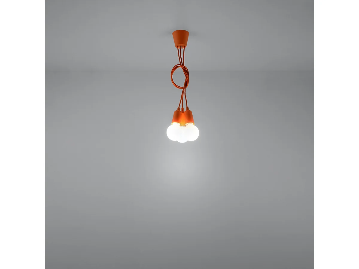 Lampes suspendues Astis moderne en PVC - 3 sources lumineuses 3000K - L.15 x H.90 cm - orange