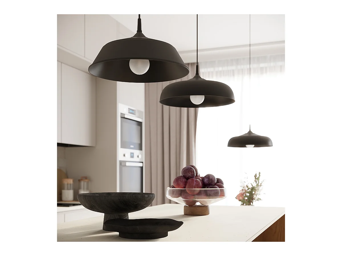 Lampy wiszące skandynawski Quarix, stal - 1 źródło światła 3000K - L.34 x H.74 cm - czarny