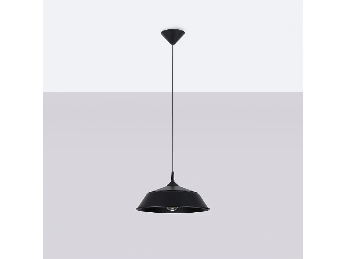 Lampes suspendues Quarix scandinave en acier - 1 sources lumineuses 3000K - L.34 x H.74 cm - noir