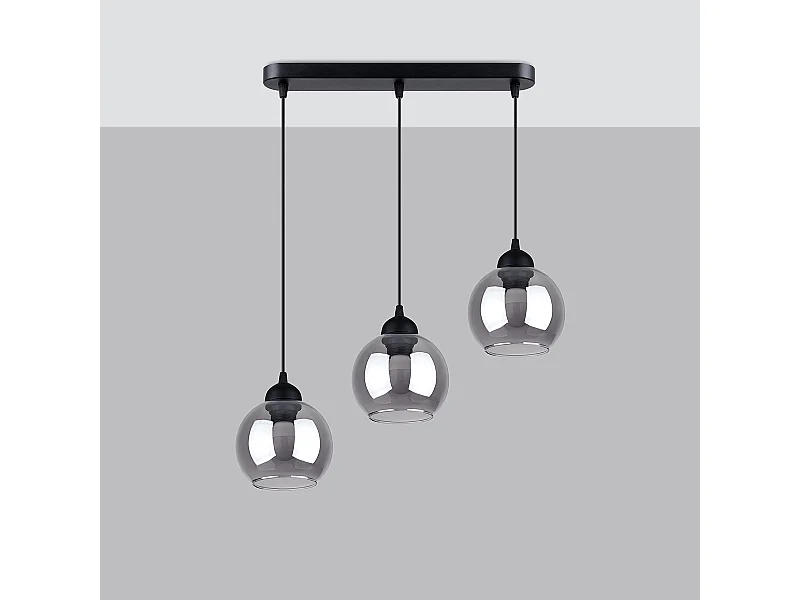 Lampade a sospensione Zelaro moderno di acciaio - 3 sorgenti luminose 4000K - L.45 x A.117 cm - nero