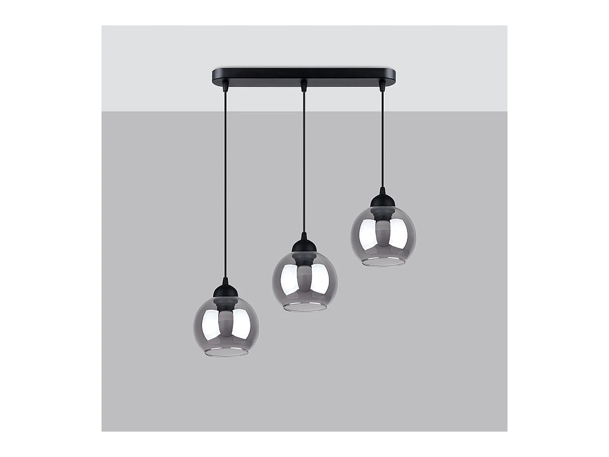 Lampy wiszące nowoczesny Zelaro, stal - 3 źródło światła 4000K - L.45 x H.117 cm - czarny