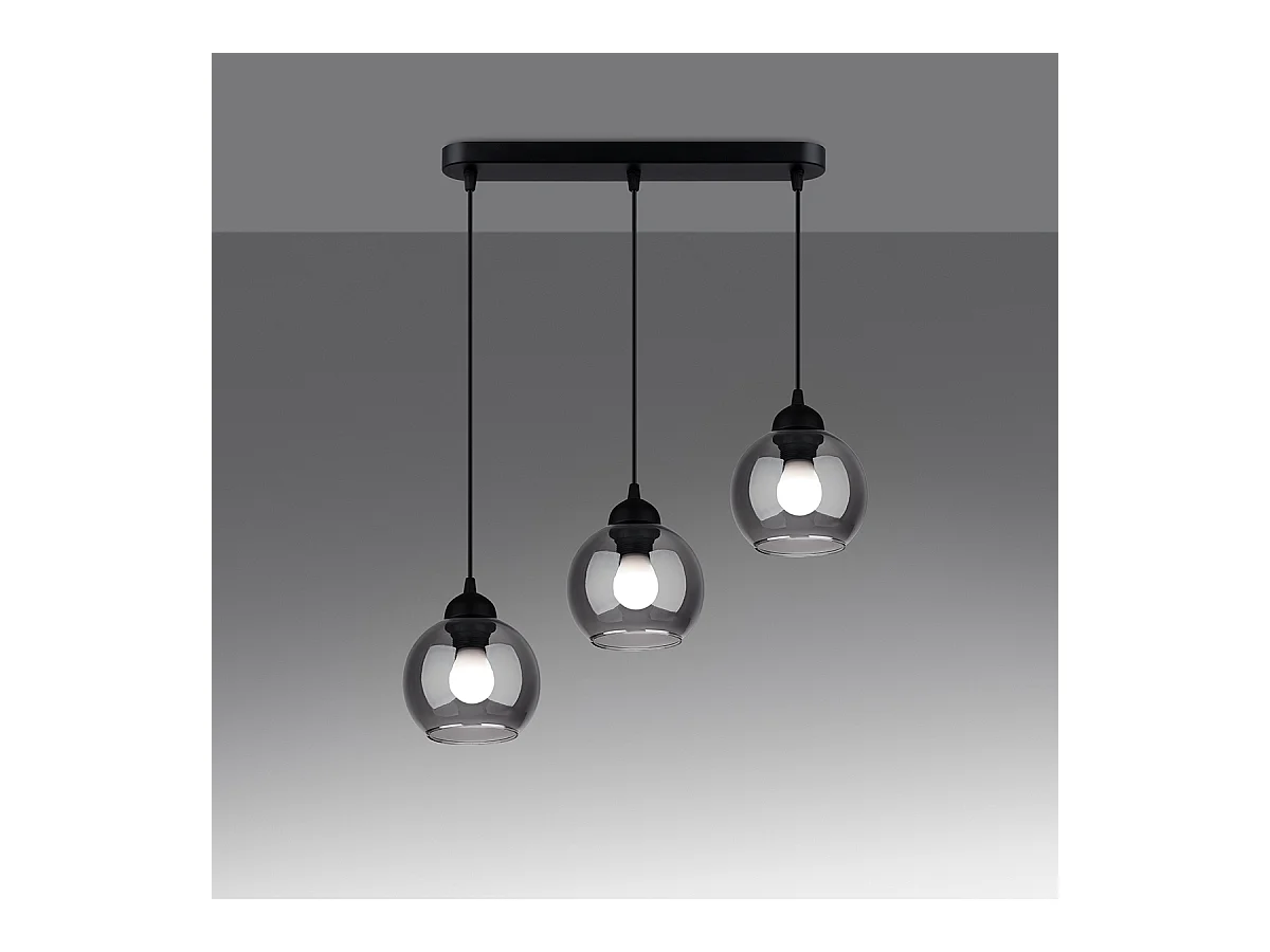 Lampy wiszące nowoczesny Zelaro, stal - 3 źródło światła 4000K - L.45 x H.117 cm - czarny