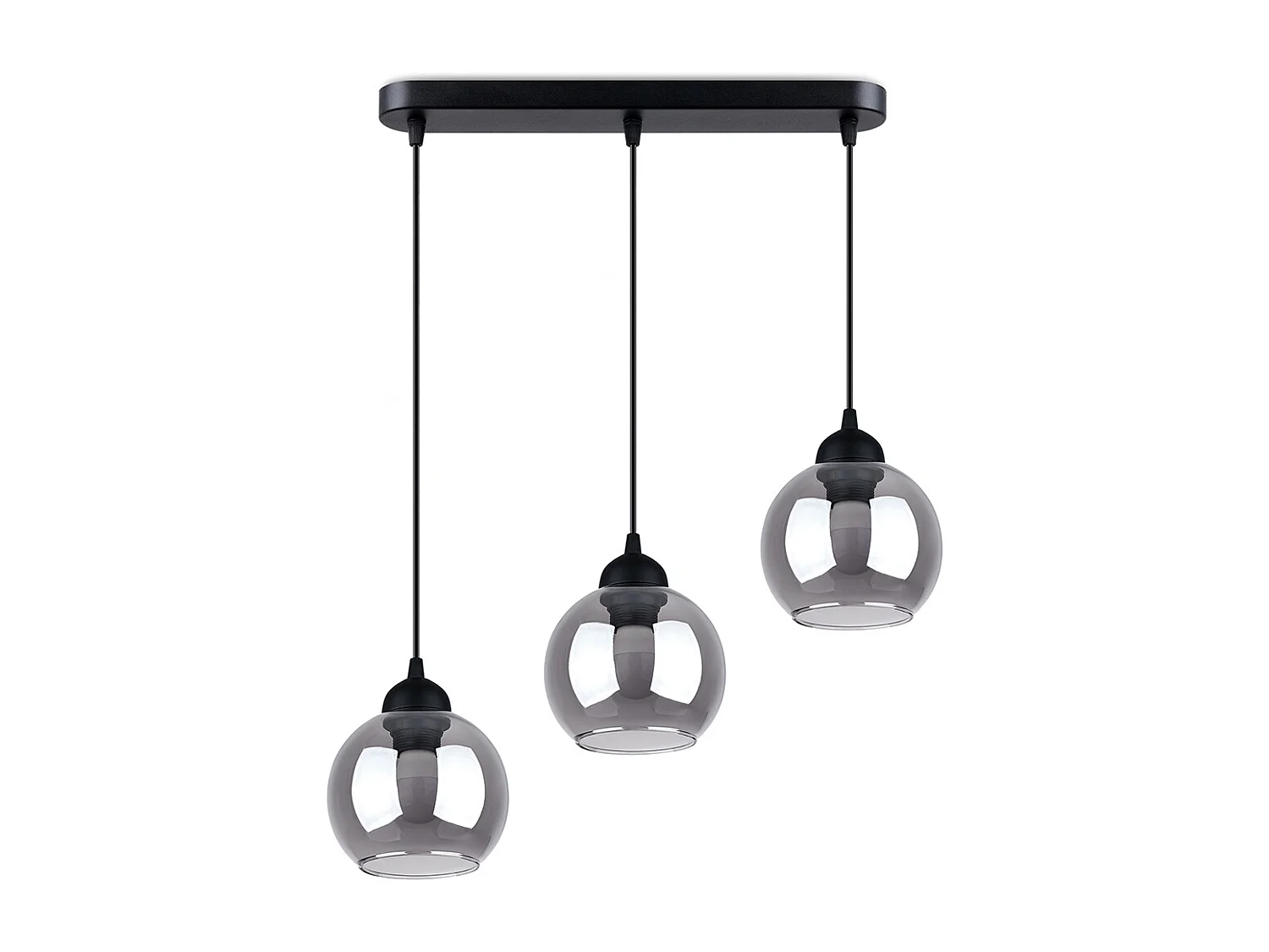 Lampes suspendues Zelaro moderne en acier - 3 sources lumineuses 4000K - L.45 x H.117 cm - noir