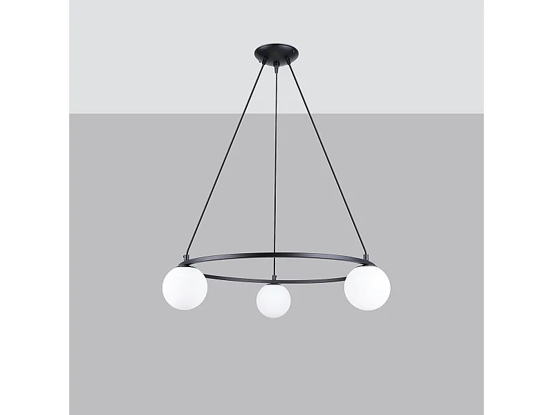 Kroonluchters Zynfi modern van  - 3 lichtbronnen 4000K - L.65 x H.98 cm - zwart