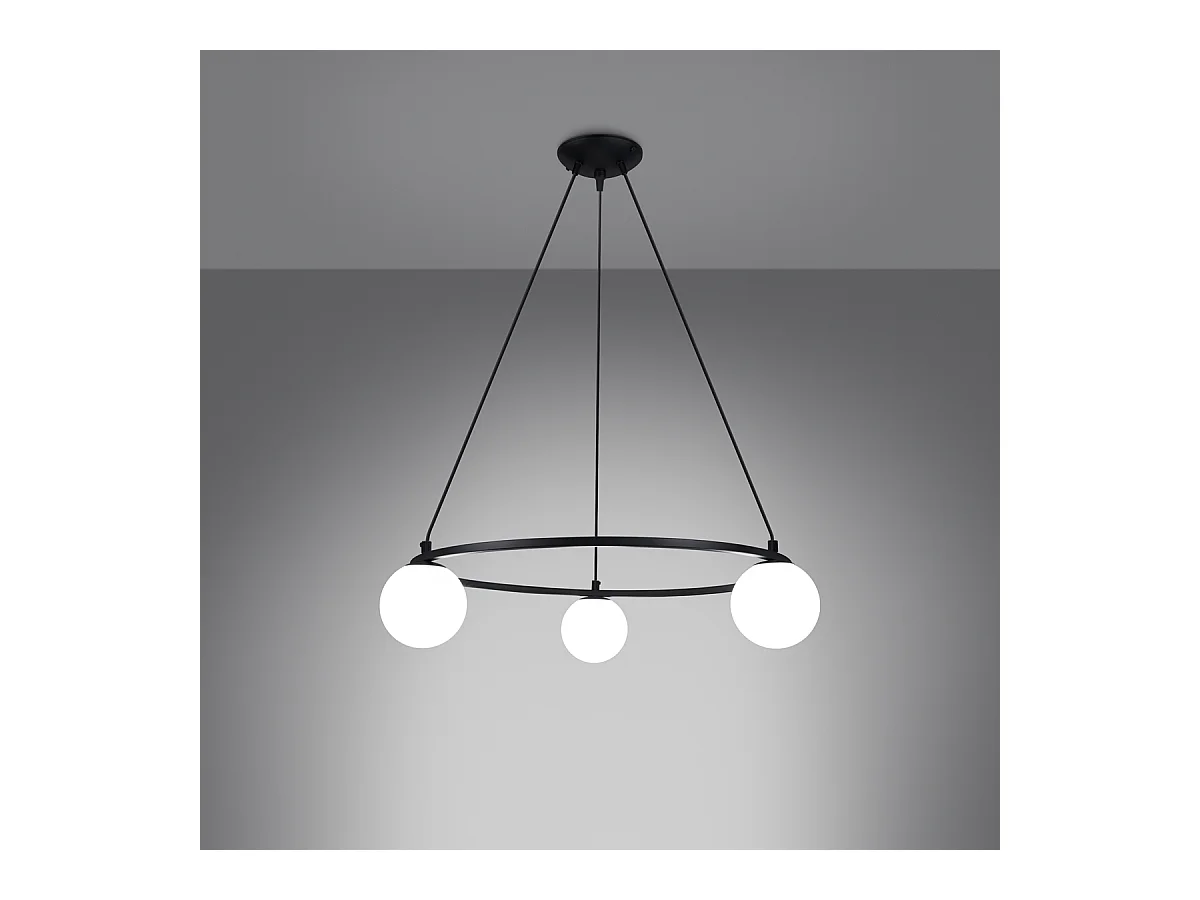 Kroonluchters Zynfi modern van  - 3 lichtbronnen 4000K - L.65 x H.98 cm - zwart