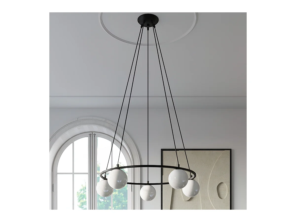 Kroonluchters Zynfi modern van  - 3 lichtbronnen 4000K - L.65 x H.98 cm - zwart