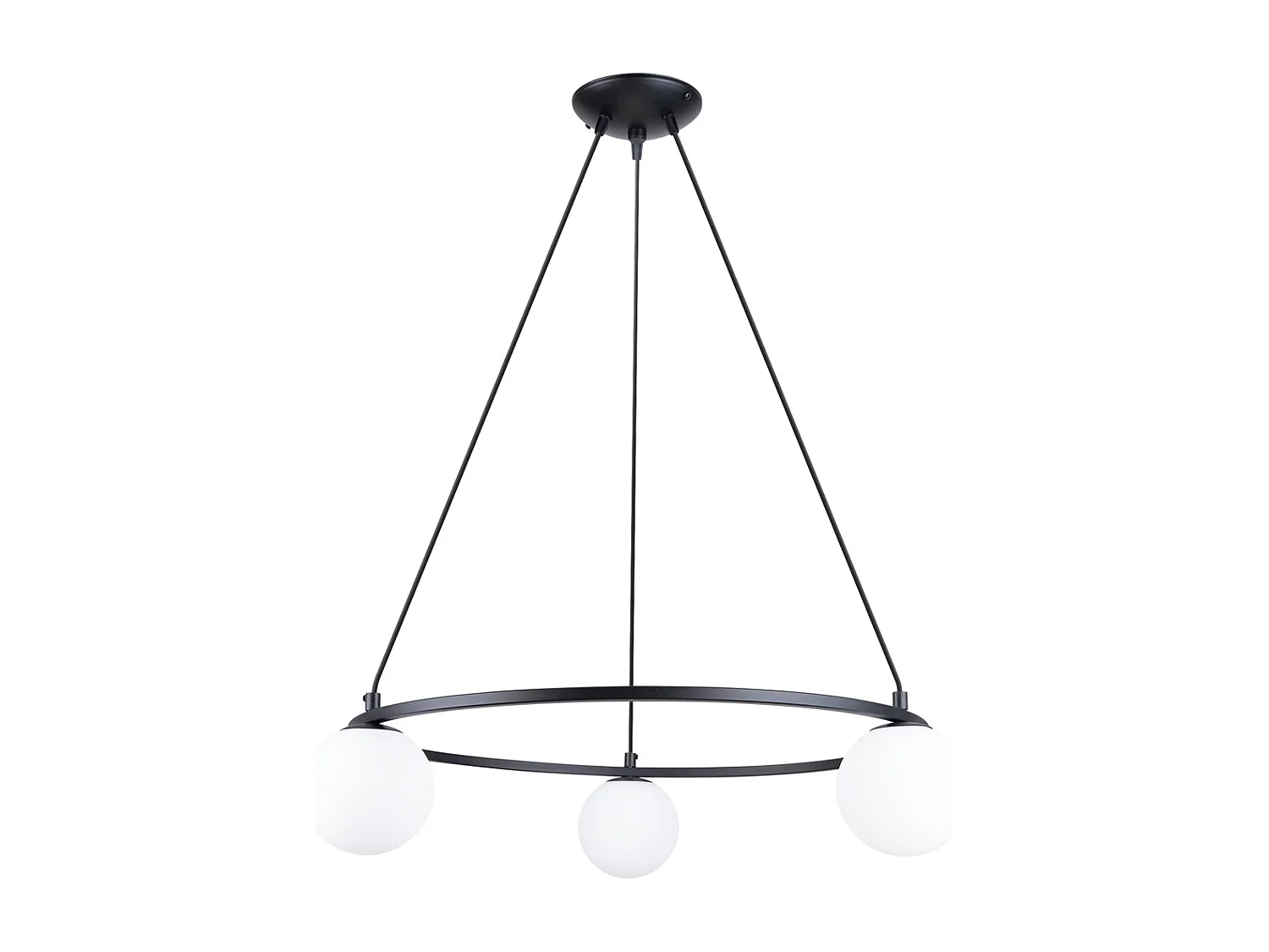 Lustres Zynfi moderne en acier/verre - 3 sources lumineuses 4000K - L.65 x H.98 cm - noir