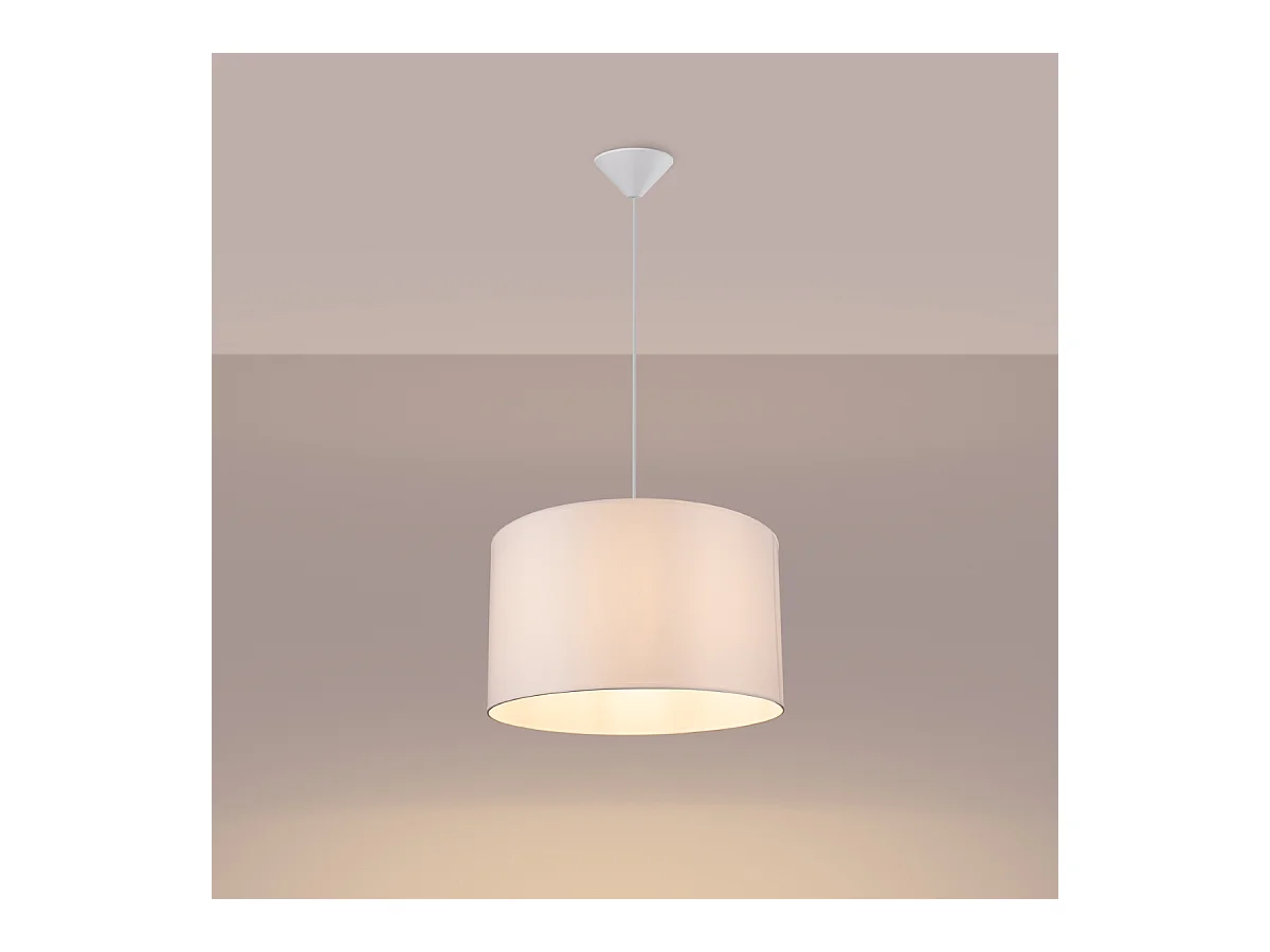 Lampes suspendues Gloxo minimaliste en tissu/PVC - 1 sources lumineuses 4000K - L.40 x H.88 cm - blanc
