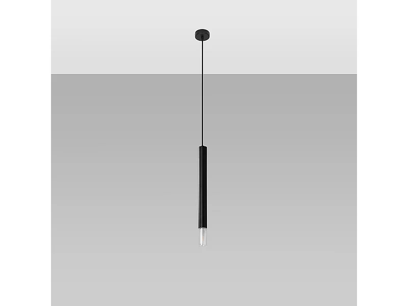 Lampy wiszące nowoczesny Eclim, stal/szkło - 1 źródło światła 4000K - L.8 x H.120 cm - czarny