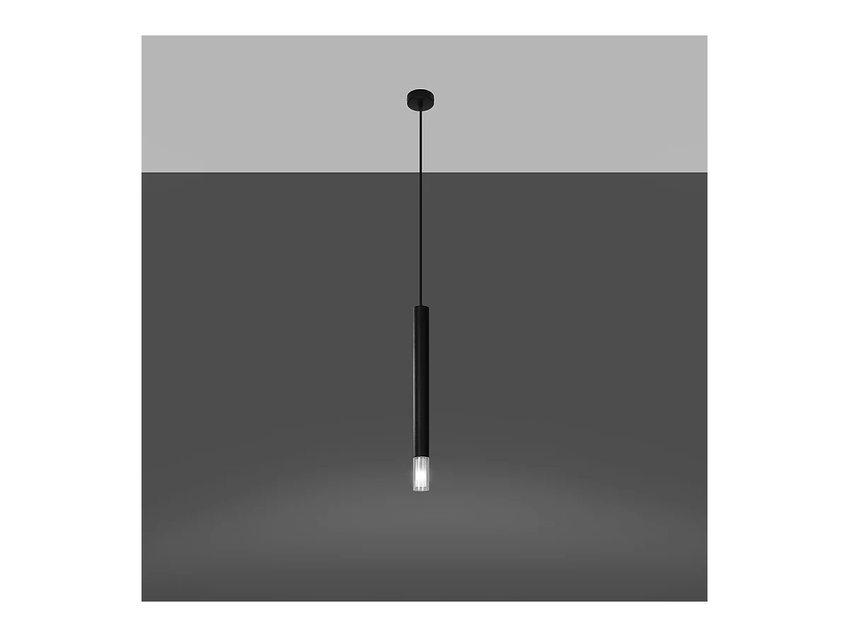 Lampy wiszące nowoczesny Eclim, stal/szkło - 1 źródło światła 4000K - L.8 x H.120 cm - czarny