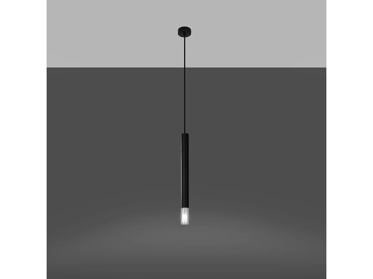 Lampes suspendues Eclim moderne en acier/verre - 1 sources lumineuses 4000K - L.8 x H.120 cm - noir