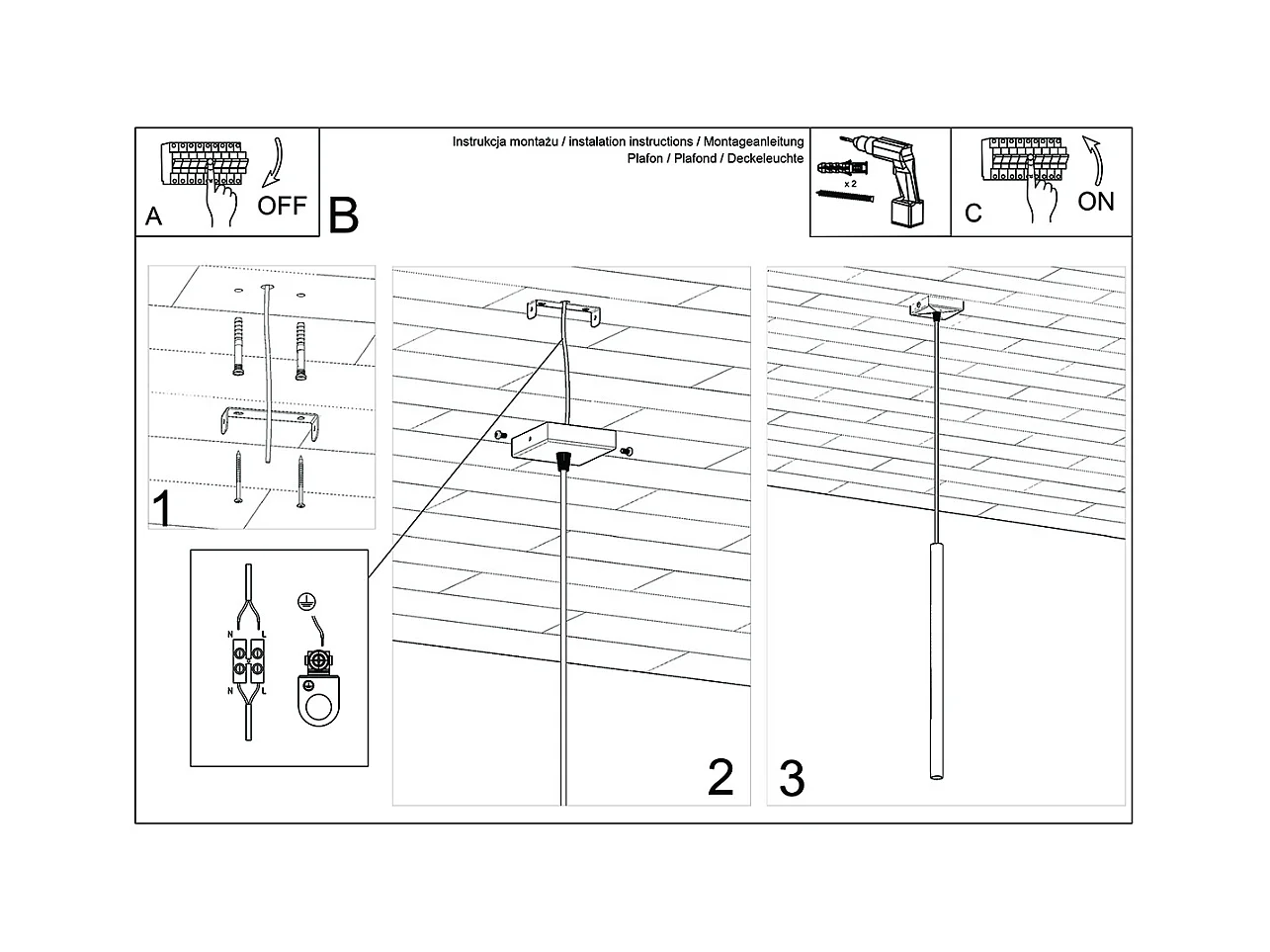 Lampy wiszące nowoczesny Brill, stal - 1 źródło światła 4000K - L.8 x H.100 cm - chrom