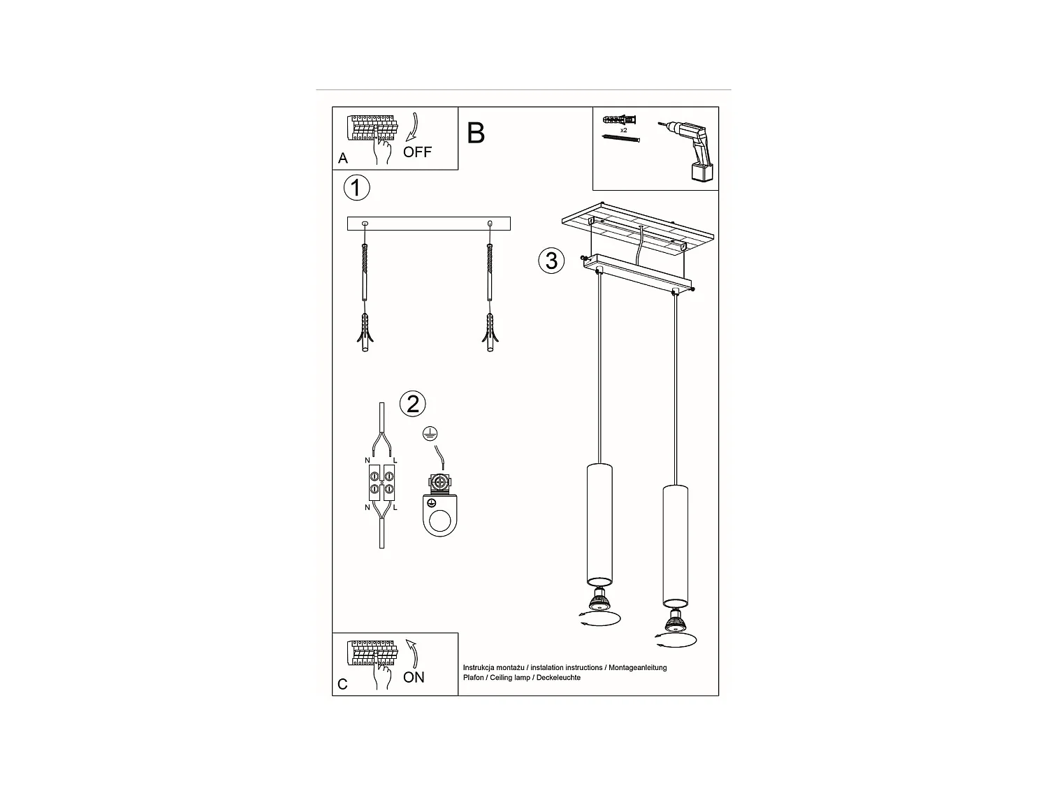 Hanglampen Silno Scandinavisch van  - 2 lichtbronnen 3000K - L.30 x H.90 cm - natuurlijk hout