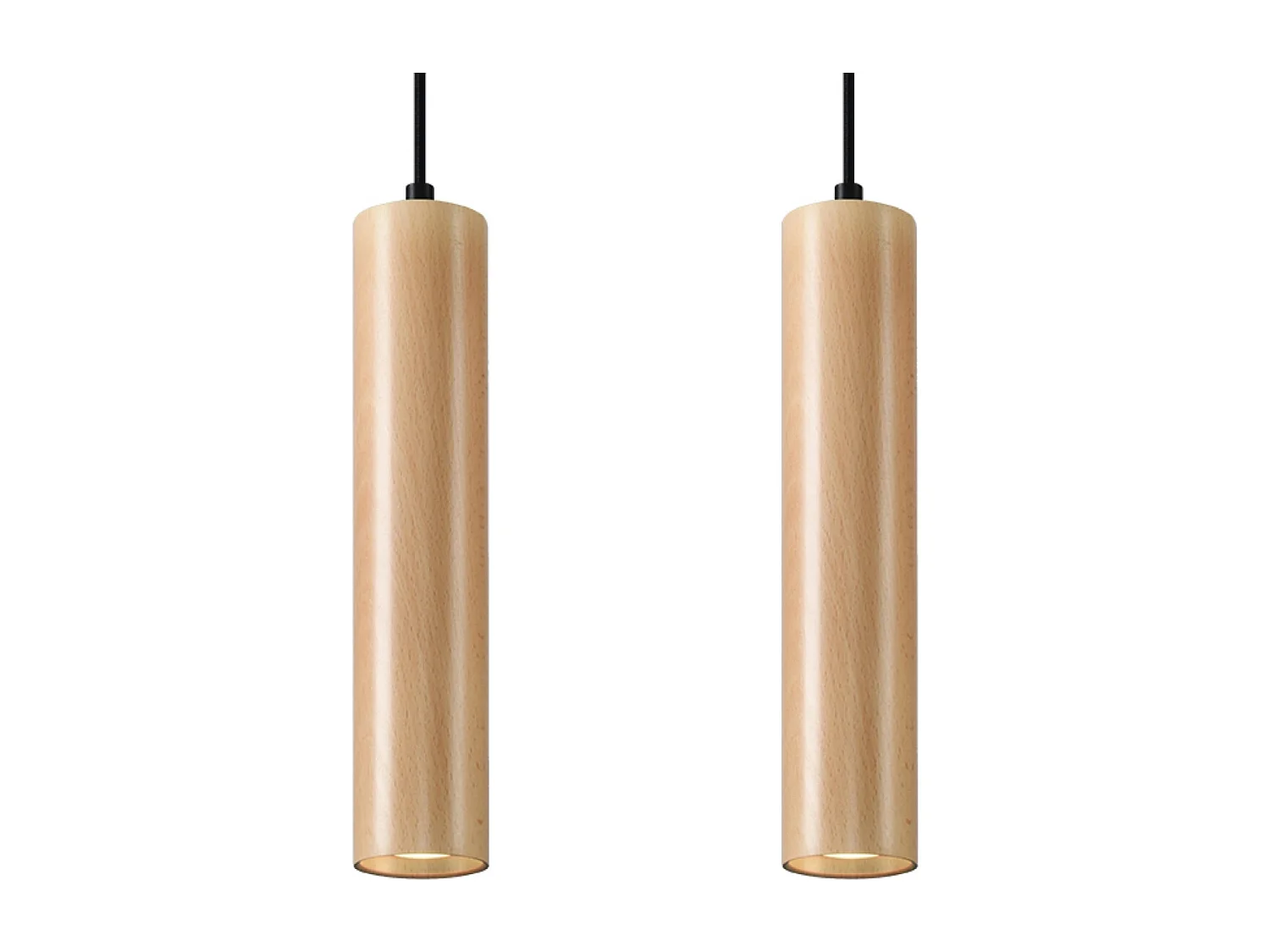Lampes suspendues Silno scandinave en bois - 2 sources lumineuses 3000K - L.30 x H.90 cm - bois naturel