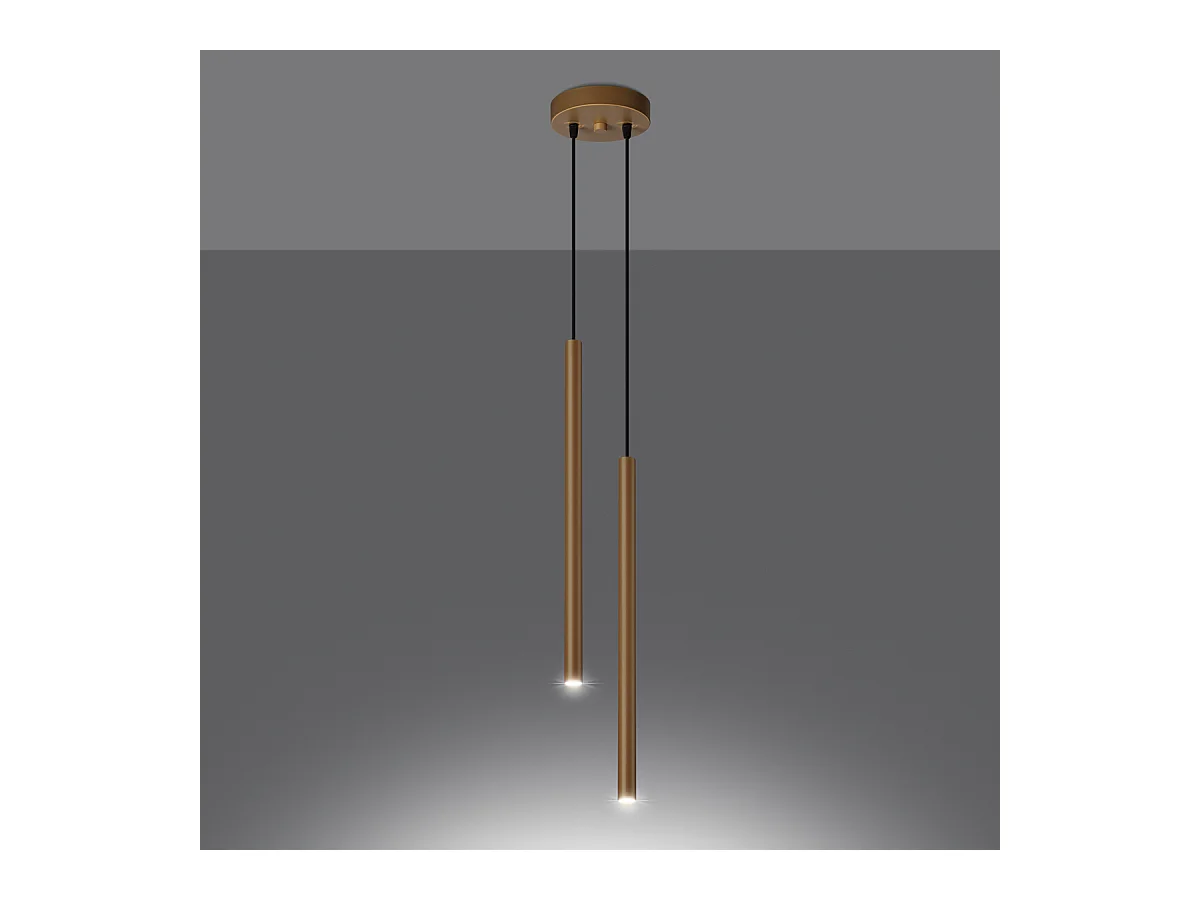 Lampade a sospensione Brill moderno di acciaio - 2 sorgenti luminose 4000K - L.15 x A.118 cm - d'oro